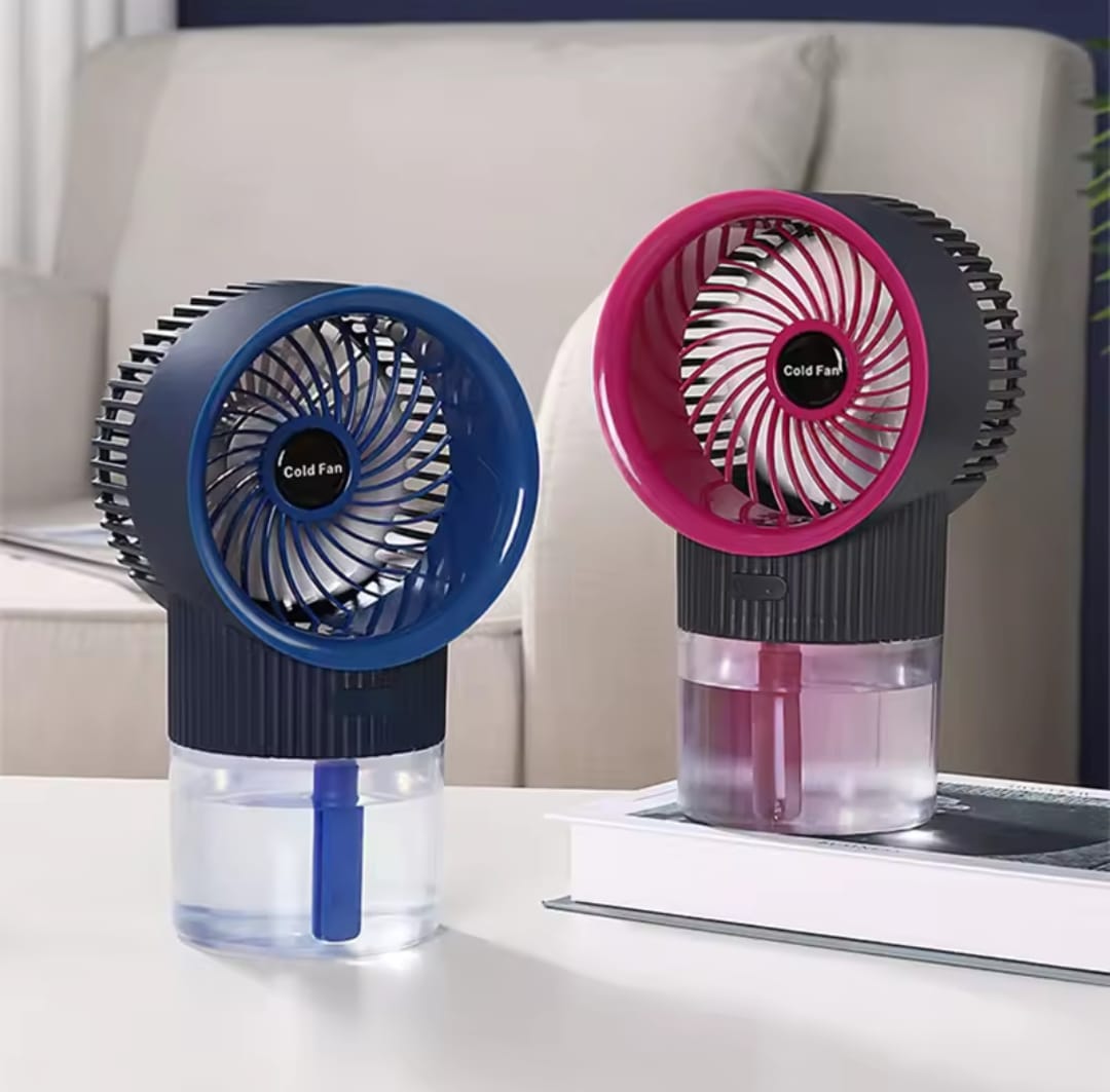 Ice Mist Cooling Fan – Portable USB Air Cooler with Mist Spray | 350ml Water Tank | Rechargeable & Quiet