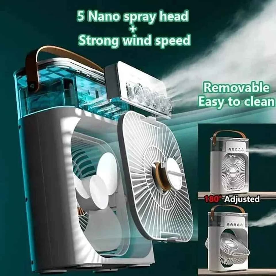 Mini Air Cooler Fan – 5-in-1 Portable Cooling, Humidifier & Aromatherapy Device