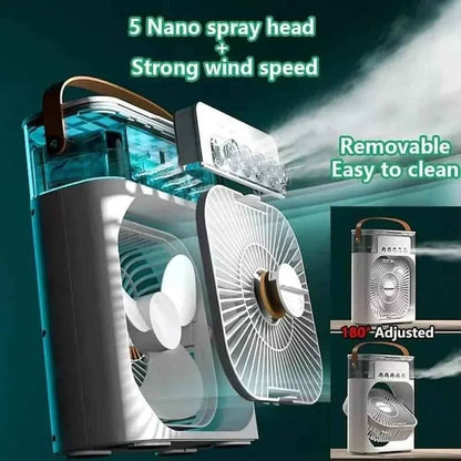 Mini Air Cooler Fan – 5-in-1 Portable Cooling, Humidifier & Aromatherapy Device