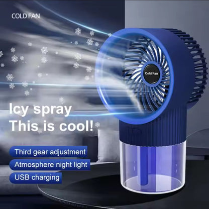 Ice Mist Cooling Fan – Portable USB Air Cooler with Mist Spray | 350ml Water Tank | Rechargeable & Quiet